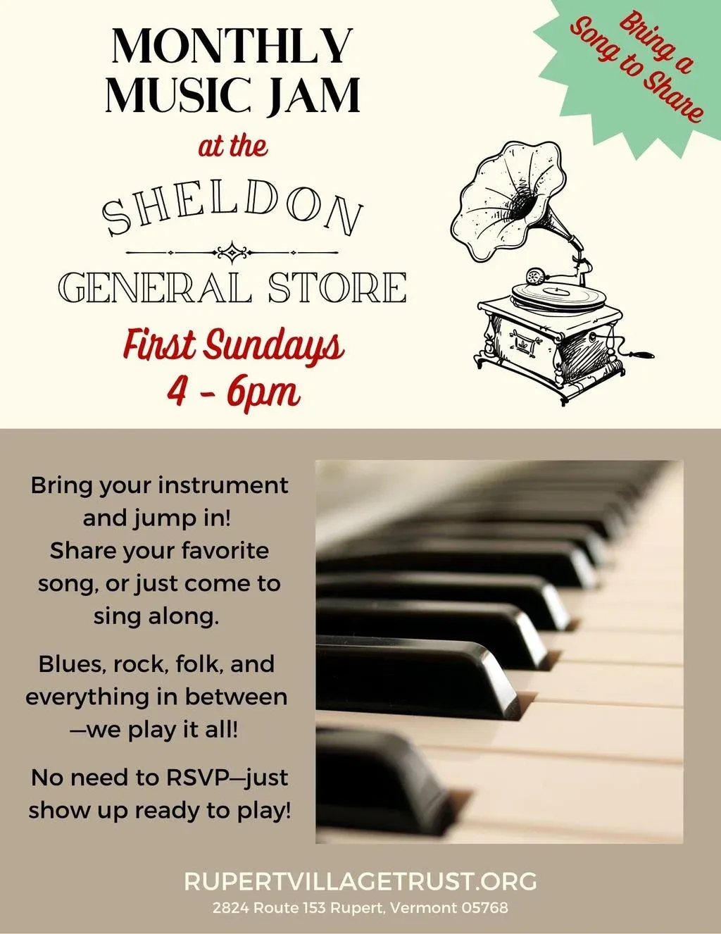 Monthly Music Jam at the Sheldon Store