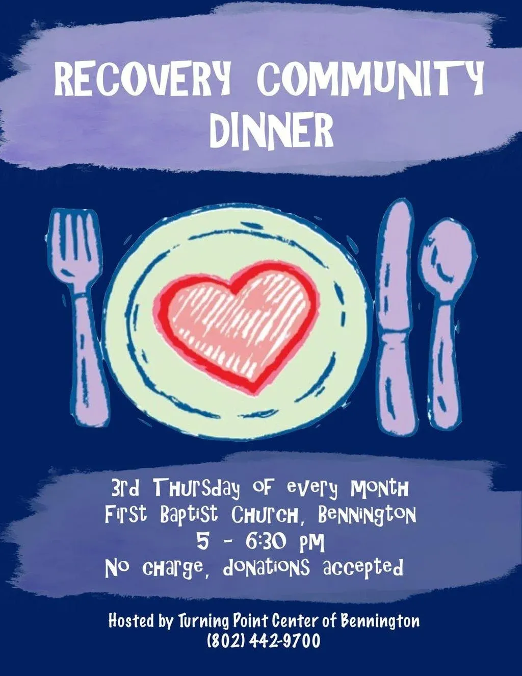 Monthly Recovery Community Dinner in Bennington