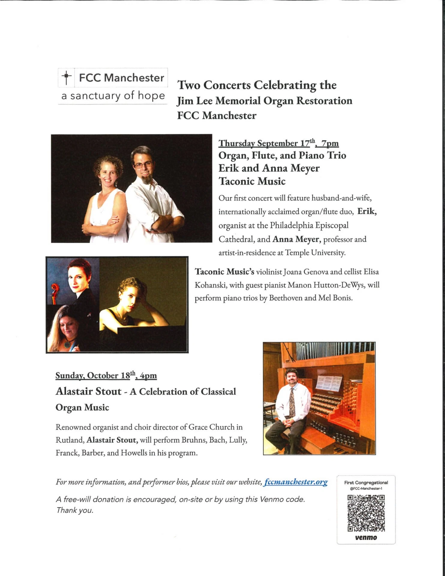 Free concert - Organ, Flute, cello, violin and piano.